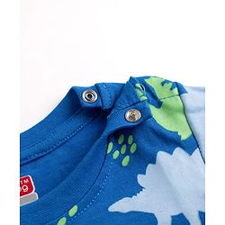 Babyhug Cotton Knit Full Sleeves Co-ord T-Shirt & Pajama Night Suit with Dinosaurs Print - Blue