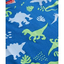 Babyhug Cotton Knit Full Sleeves Co-ord T-Shirt & Pajama Night Suit with Dinosaurs Print - Blue