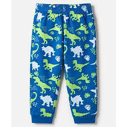 Babyhug Cotton Knit Full Sleeves Co-ord T-Shirt & Pajama Night Suit with Dinosaurs Print - Blue