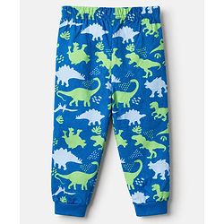 Babyhug Cotton Knit Full Sleeves Co-ord T-Shirt & Pajama Night Suit with Dinosaurs Print - Blue