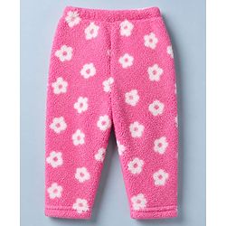 Babyhug Woven Full Sleeves Co-ord Hooded Sweater and Pant Winter Set with Floral Print - Pink