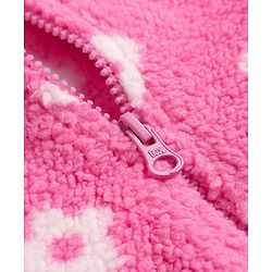 Babyhug Woven Full Sleeves Co-ord Hooded Sweater and Pant Winter Set with Floral Print - Pink