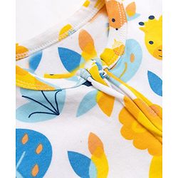 Babyhug 100% Cotton Knit Full Sleeves Sleepsuit with Animal & Tropical Print - Yellow
