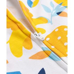 Babyhug 100% Cotton Knit Full Sleeves Sleepsuit with Animal & Tropical Print - Yellow