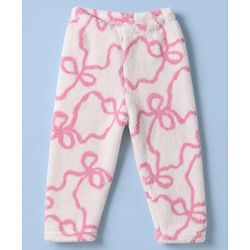 Babyhug Fur Woven Full Length Printed Winter Wear Co-Ords Suit - Pink