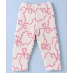 Babyhug Fur Woven Full Length Printed Winter Wear Co-Ords Suit - Pink