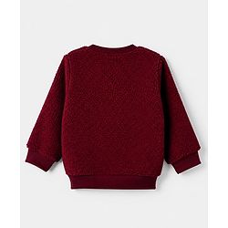 Babyhug Fur Woven Full Sleeves Winter Wear Suits With Reindeer Detailing - Maroon