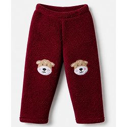 Babyhug Fur Woven Full Sleeves Winter Wear Suits With Reindeer Detailing - Maroon