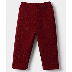 Babyhug Fur Woven Full Sleeves Winter Wear Suits With Reindeer Detailing - Maroon