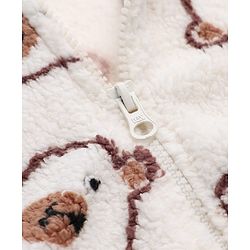 Babyhug Fur Woven Full Sleeves Winter Wear Co-ords Suit Bear Design - Ivory