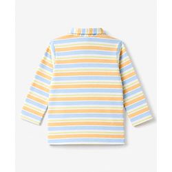 Babyhug 100% Cotton Knit Full Sleeves Front Open Striped Shirt & Pyjama Night Suit Co-Ords Set - Light Orange