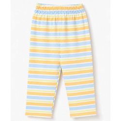 Babyhug 100% Cotton Knit Full Sleeves Front Open Striped Shirt & Pyjama Night Suit Co-Ords Set - Light Orange
