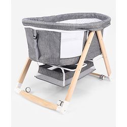 Babyhug Foldable Bassinet | Spacious & Comfortable Design| Breathable Mesh Sides for Ventellation | Sturdy & Stable Frame| Baby-Friendly Sleeping Space | Wheels with Lock - Grey