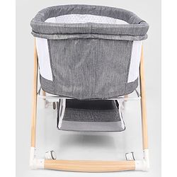 Babyhug Foldable Bassinet | Spacious & Comfortable Design| Breathable Mesh Sides for Ventellation | Sturdy & Stable Frame| Baby-Friendly Sleeping Space | Wheels with Lock - Grey