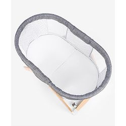 Babyhug Foldable Bassinet | Spacious & Comfortable Design| Breathable Mesh Sides for Ventellation | Sturdy & Stable Frame| Baby-Friendly Sleeping Space | Wheels with Lock - Grey
