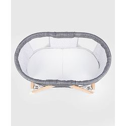 Babyhug Foldable Bassinet | Spacious & Comfortable Design| Breathable Mesh Sides for Ventellation | Sturdy & Stable Frame| Baby-Friendly Sleeping Space | Wheels with Lock - Grey