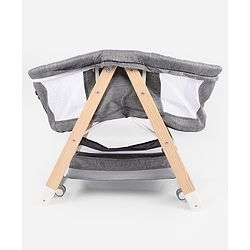 Babyhug Foldable Bassinet | Spacious & Comfortable Design| Breathable Mesh Sides for Ventellation | Sturdy & Stable Frame| Baby-Friendly Sleeping Space | Wheels with Lock - Grey