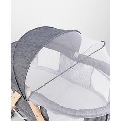 Babyhug Foldable Bassinet | Spacious & Comfortable Design| Breathable Mesh Sides for Ventellation | Sturdy & Stable Frame| Baby-Friendly Sleeping Space | Wheels with Lock - Grey