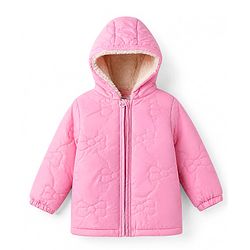 Babyhug Woven Padded/Quilted/ Winter Hooded & Embroidered Jacket with Full Sleeves in Light Pink