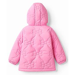Babyhug Woven Padded/Quilted/ Winter Hooded & Embroidered Jacket with Full Sleeves in Light Pink