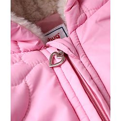 Babyhug Woven Padded/Quilted/ Winter Hooded & Embroidered Jacket with Full Sleeves in Light Pink