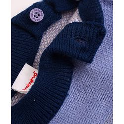 Babyhug Knit Full Sleeves Pullovers with Heart & Flower Design - Navy Blue