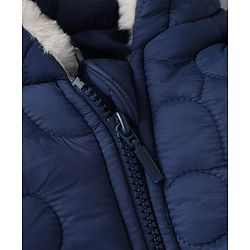 Babyhug Woven Full Sleeves Hooded Padded Winter Jacket - Navy Blue