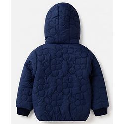 Babyhug Woven Full Sleeves Hooded Padded Winter Jacket - Navy Blue