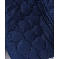 Babyhug Woven Full Sleeves Hooded Padded Winter Jacket - Navy Blue