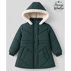 Babyhug Woven Full Sleeves Padded/Quilted Winter Jacket - Green