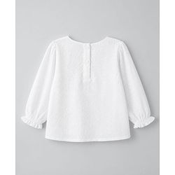 Babyhug 100% Cotton Woven Top with Full Sleeves & Floral Embroidery - White