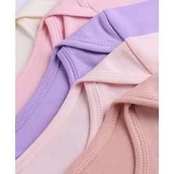 Babyhug 100% Cotton Interlock Knit Full Sleeves Solid Onesies Pack of 5 - Pink, Purple & Beige
