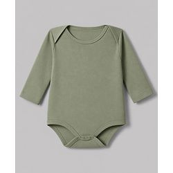 Babyhug 100% Cotton Interlock Knit Full Sleeves Onesies Pack of 3 - White, Green & Navy Blue