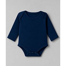 Babyhug 100% Cotton Interlock Knit Full Sleeves Onesies Pack of 3 - White, Green & Navy Blue