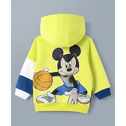 Babyhug Disney 100% Cotton Terry Knit Full Sleeves Hooded Sweatshirt and Joggers with Full Length and Mickey Print at Front & Back in Green