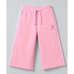 Babyhug Cotton Looper Knit Jogger Fit Lounge Pant with Cherries Embroidery in Pink