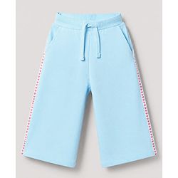 Babyhug Cotton Looper Knit Full Length Lounge Pant with Heart Print in Sky Blue