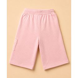 Babyhug Cotton Looper Knit Full Length Lounge Pants with 95 Patch Print with Lace Details - Pink