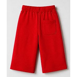 Babyhug Cotton Knit Jogger Fit Full Length Lounge Pant With Lace Detailing in Red