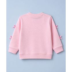Babyhug Disney 100% Cotton Terry Knit Full Sleeves Sweatshirt and Joggers Set with Marie Graphic & Bow Applique in Pink