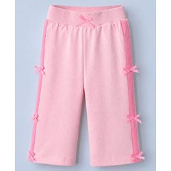 Babyhug Disney 100% Cotton Terry Knit Full Sleeves Sweatshirt and Joggers Set with Marie Graphic & Bow Applique in Pink