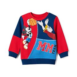 Babyhug Disney 100% Cotton Terry Knit Full Sleeves Sweatshirt and Joggers Set with Mickey Mouse Graphic in Red