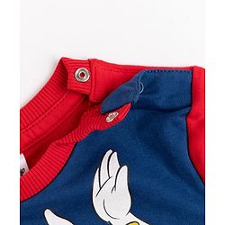 Babyhug Disney 100% Cotton Terry Knit Full Sleeves Sweatshirt and Joggers Set with Mickey Mouse Graphic in Red