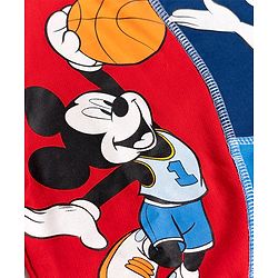Babyhug Disney 100% Cotton Terry Knit Full Sleeves Sweatshirt and Joggers Set with Mickey Mouse Graphic in Red