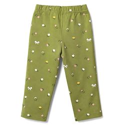 Babyhug 100% Cotton Knit Full Sleeves Front Open Shirt & Pyjama Night Suit Co-Ords Set With Floral Print - Green