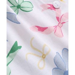 Babyhug 100% Cotton Knit Full Sleeves Co-Ords Top & Pyjama Night Suit with Bow Print - White