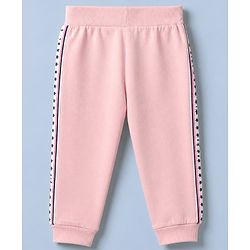 Babyhug Cotton Knit Full Length Jogger Fit Lounge Pants in Pink