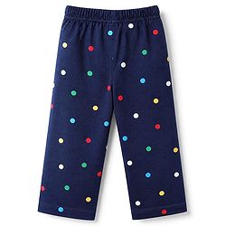 Babyhug 100% Cotton Knit Full Sleeves Co-Ords Shirt & Pyjama Night Suit with Polka Dots Print - Navy Blue