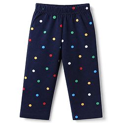 Babyhug 100% Cotton Knit Full Sleeves Co-Ords Shirt & Pyjama Night Suit with Polka Dots Print - Navy Blue