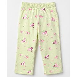 Babyhug 100% Cotton Knit Full Sleeves Co-Ords Top & Pyjama Night Suit with Floral Print - Light Green